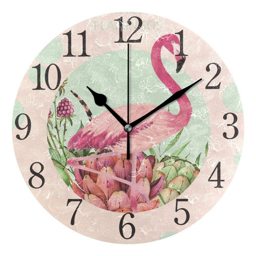 Suabo Hello Flamingos - Reloj De Pared Redondo Rosa Con Nú.