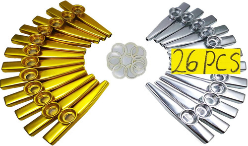 26pcs Metal Oro Y Plata Kazoos 20pcs Kazoo Flauta Diafr...