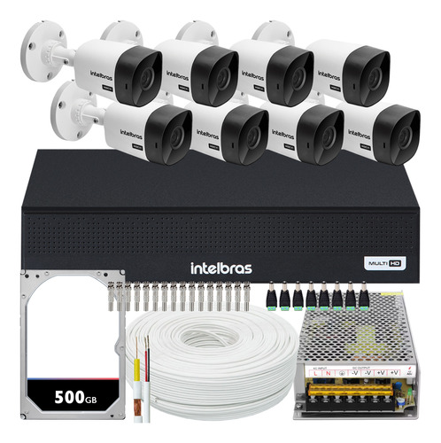 Kit Intelbras 8 Câmeras Vhc 1120 Hd 20mts Dvr De 8 Canais