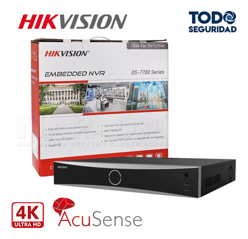 Nvr Ip Seguridad Hikvision 32ch 8mp 4k Full Hd Alarma Hdmi