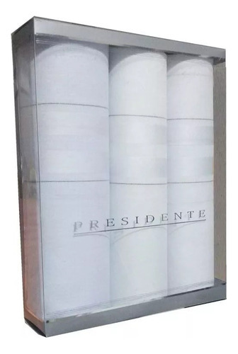 Lenço Presidente Puro Algodão Branco C/3 44 X 44 Cm - 5006 Cor Sortidos Desenho do tecido Liso Tamanho 44X44