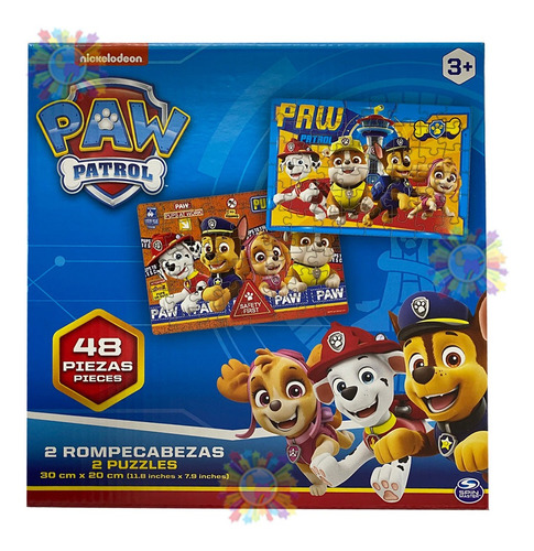 Paw Patrol Rompecabeza 48 Piezas 2 En 1 Puzzle 1607 Original