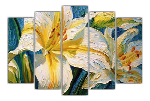 Cinco Artes De Pared Fan Arts Flora Expresividad 125x75cm