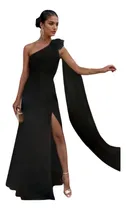 Comprar Vestido Elegante Asimétrico Detalle De Flor Y Capa #208