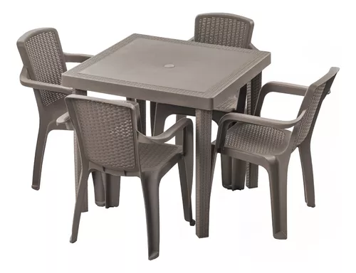 Juego de mesa y silla de comedor al aire libre, mesa plegable y sillas  apilables, mesa de centro de jardín/patio y silla (color : redondo, tamaño