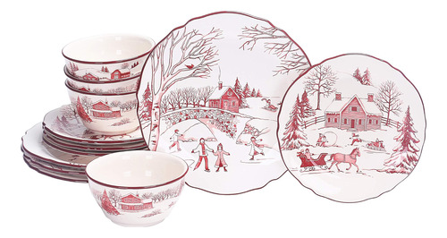 Bico Toile De Jouy Winter Wonderland Ceramics Juego De Vajil