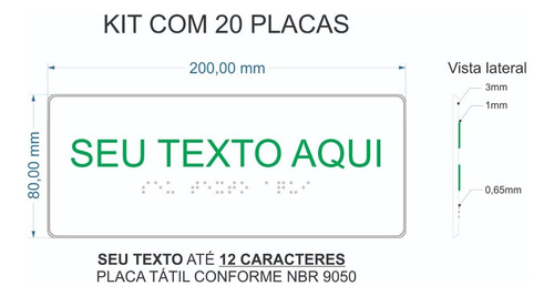 Imagem 2 de 2 de 20 Placas Visualização Indicativa Tátil Braille Relevo
