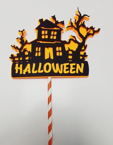 Topper Topo De Bolo Halloween Laminado Luxo 