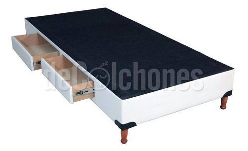 Imagen 4 de 7 de Base Box Somier 1 1/2 Cama Con 2 Cajones + Inducol April 90