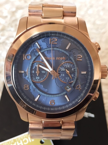 Relógio Michael Kors Mk8358 Rose Azul Original Completo Cor do fundo Azul-turquesa