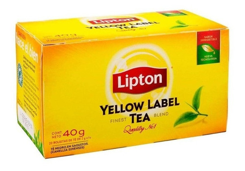 Te Lipton Yellow Label Caja 20 Saquitos - Pack X 6 Cajas