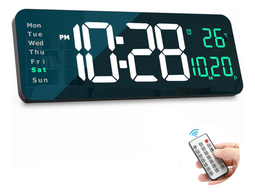 Reloj De Pared Digital Led Con Control Remoto Y Temperatura
