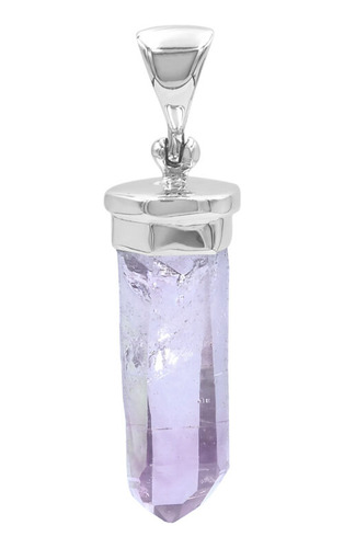 Dije De Punta De Cristal De Amatista En Plata De Ley