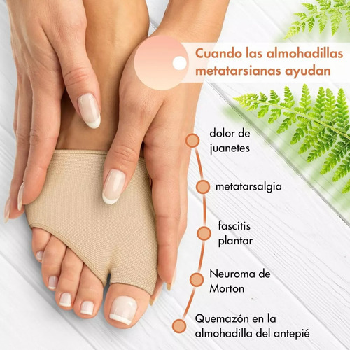 Almohadillas Metatarsianas Para Juanetes 1 Par Medio Dedo Color Beige Talla G