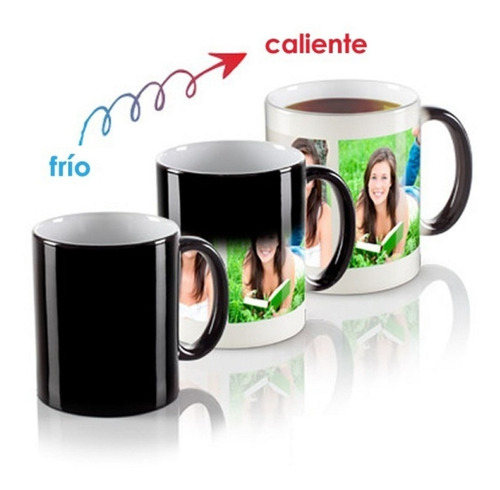 Mug O Pocillo Magico Personalizados 11 Onzas Negro