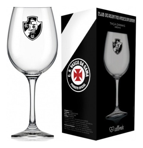 Taça Vinho Vidro 490ml Grande Drinks Cristal Vasco Da Gama