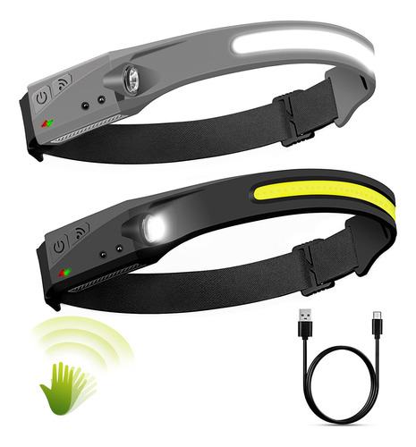 Linterna Frontal Led Recargable, 2 Pack, 230 Amplio Haz De L