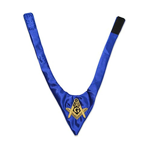 Corbata Masónica De Satén Con Escuadra Y Compás - [azul]