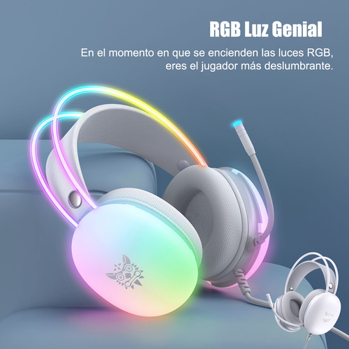 Audífonos Gamer Onikuma Gamer X25 Blanco Con Luz Rgb Led Blanco