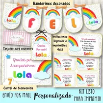 Comprar Kit Imprimible Arcoiris Mod.1 Deco Candy Bar Cumpleaños
