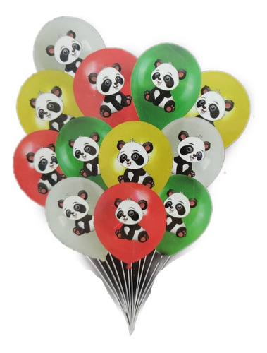 Pack 25 Globos Látex Diseño Oso Panda Decoración Globifiesta