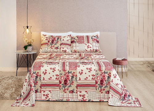 Cobre Leito 3 Peças Para Cama King Size Modelo Arezzo Cor Vermelho