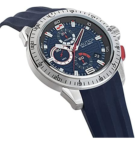 Nautica Mens Napnsf108 Nst 101 Reloj Con Correa De Silicona