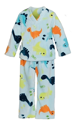 Pijama Niño Supersoft Dinos T12 Microfibra Suave Azul Tesso