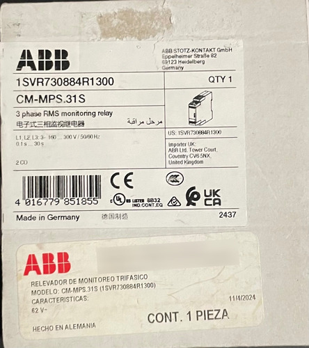 Rele Monitor De Fase Abb Cm-mps.31s 1svr730884r1300
