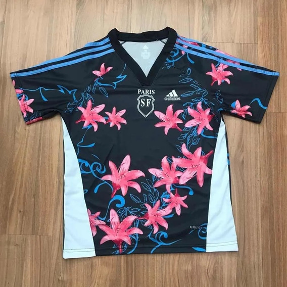 camisa adidas stade français masculina branco e pink