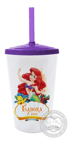 Imagem 2 de 2 de 20 Copos Twister Branco Personalizado A Pequena Sereia