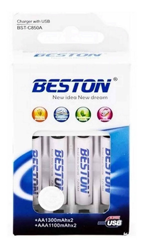 Cargador 4 Baterias Pilas Beston Recargables 1100mah Triplea