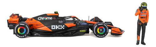 Auto F1race Mclaren Mcl38 2024 Escala 1:24 C/figura #4norris Naranja