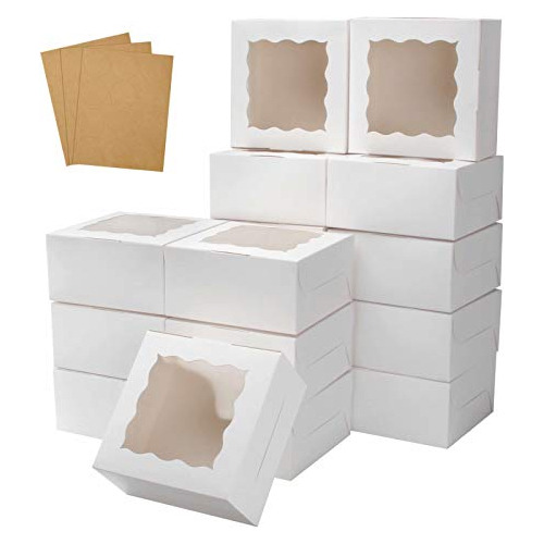 30 Pcs White Bakery Boxes With Window 6 X 6 X 3 Inches ...