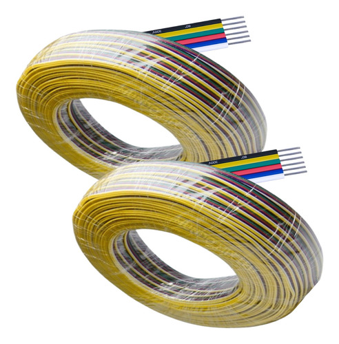 200 Metros Cabo Flat 22awg Para Fita Led Rgbw Rgbw+ww 6 Vias