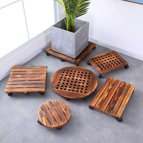 Macetero De Madera Con Ruedas, Soporte 25 Centímetros