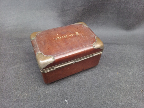 Cenbox: Viejo Caja Cofre 1883 Lila Cuero Metal  Lxb C06
