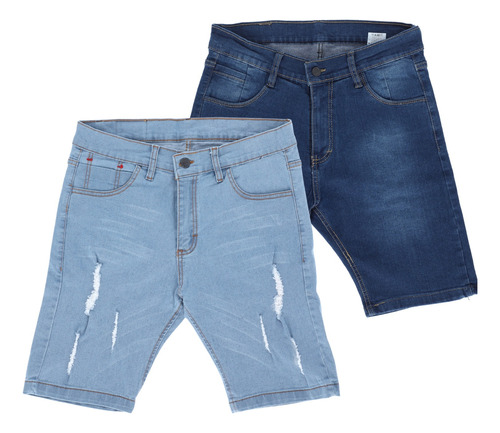  Paquete De 2 Bermudas De Mezclilla Slim Short Para Hombre