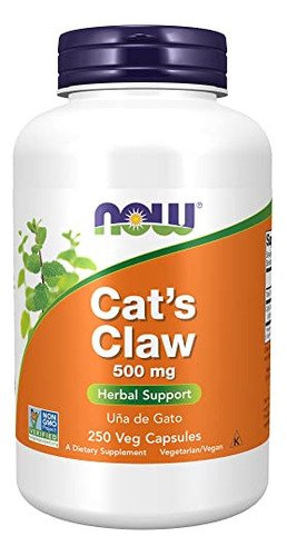 Suplemento Now Cat's Claw 500 Mg De Ervas 250 Cápsulas