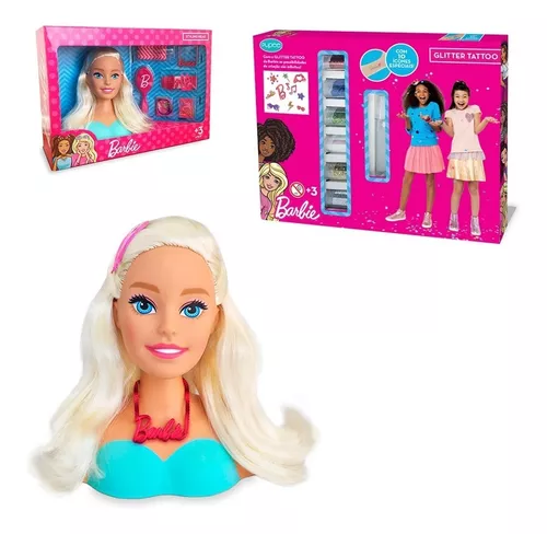 Boneca Barbie Maquiar E Pentear Busto 3 Acessorios - Pupee