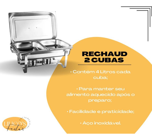 Locação Aluguel Rechaud Recho 8lts Cuba Dupla Ou Cuba Única