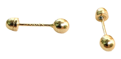 Broqueles Oro Bolita Moda Calidad 100% Oro 10k Niña Bebe 4mm