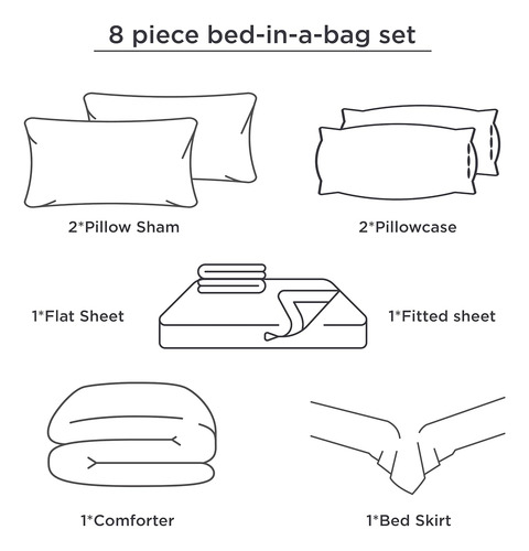 Juego De Edredón Bedsure King Size - Cama Reversible De 8 Pi