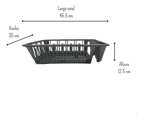 Escurridor De Platos Plástico Apilable Charola Desmontable Gris
