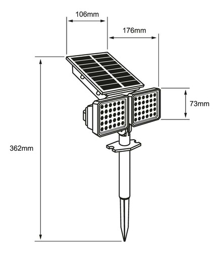 Luminario Ext Led 01.6w 3.7vcd 120lm 30k Ngr