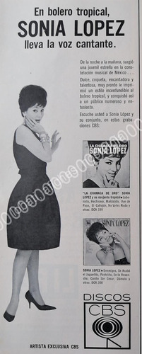 Cartel Retro Cantante Sonia Lopez Y Discos Cbs 1964 /