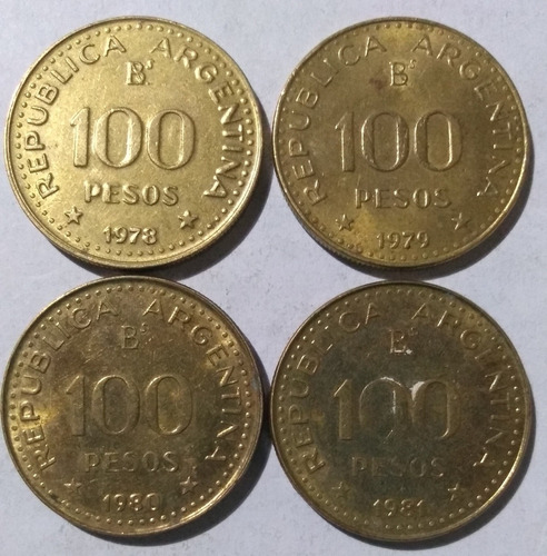 Lote 4 Monedas Argentina $100 Serie Completa 1978/79/80/81