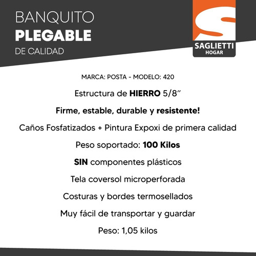 Banquito Tijera Plegable Camping Banqueta Posta 402 Promo X2