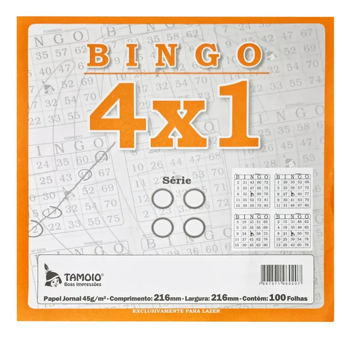 900 Cartelas De Bingo Tamoio 4x1