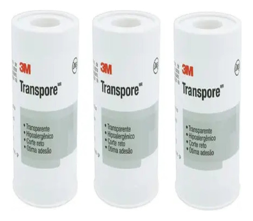 3 Fita Transpore 3m Transparente 100mm X 4,5m Hipoalergênico